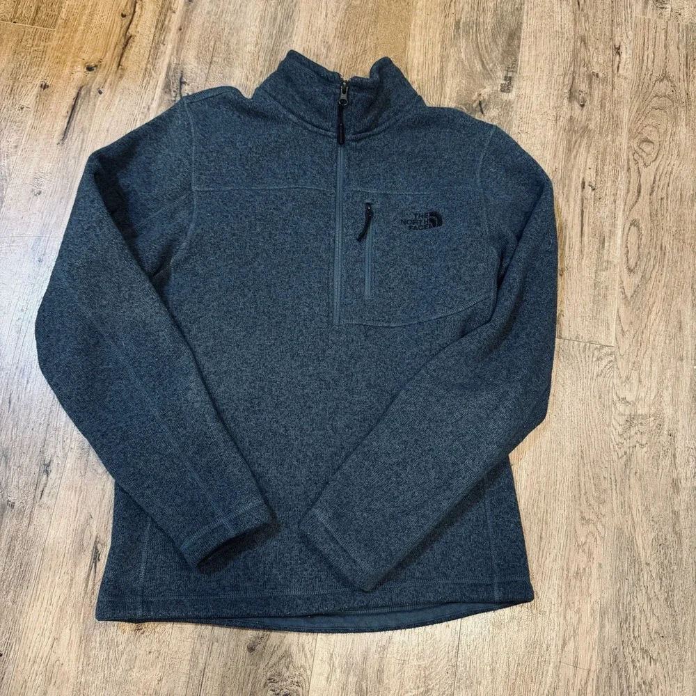 The North Face Men's Small 1/4 Zip Fleece Pullover Sweater Charcoal Blue